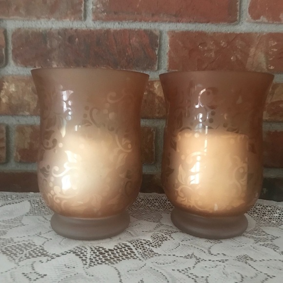 Rare VTG 70’s Stained Leaf Glass Candle Trio Set - Picture 1 of 5